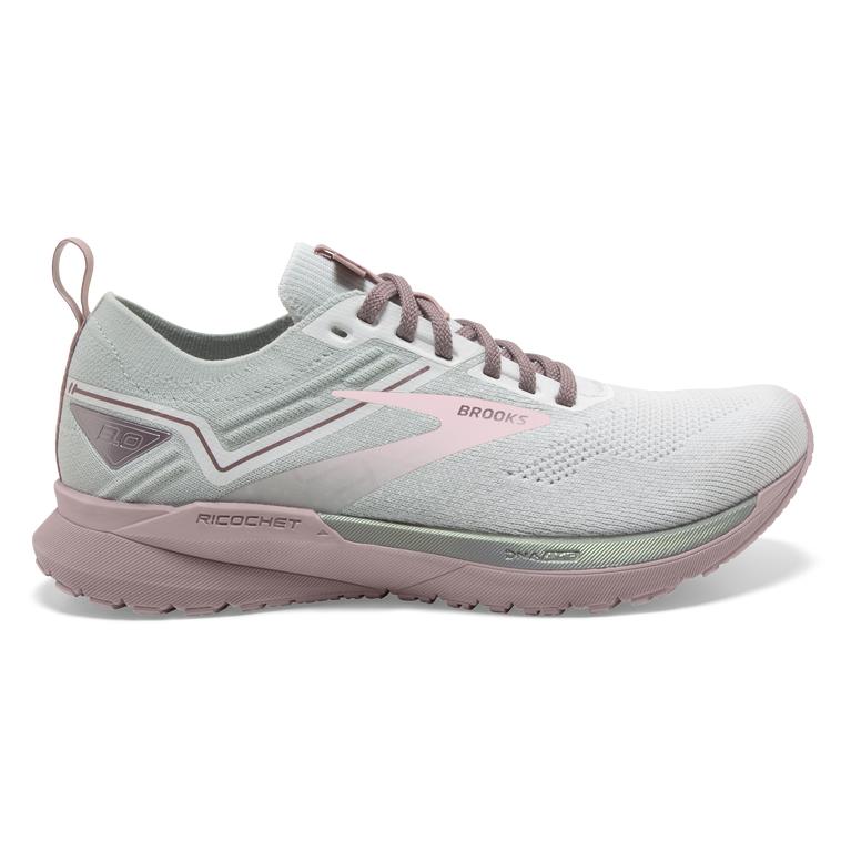 Brooks Womens Ricochet 3 Lightweight Road Running Shoes - White/Ice/Primrose Pink (951263-HPL)